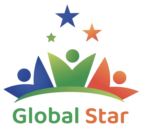 Logo Global Star: ba ngôi sao trên ba hình người